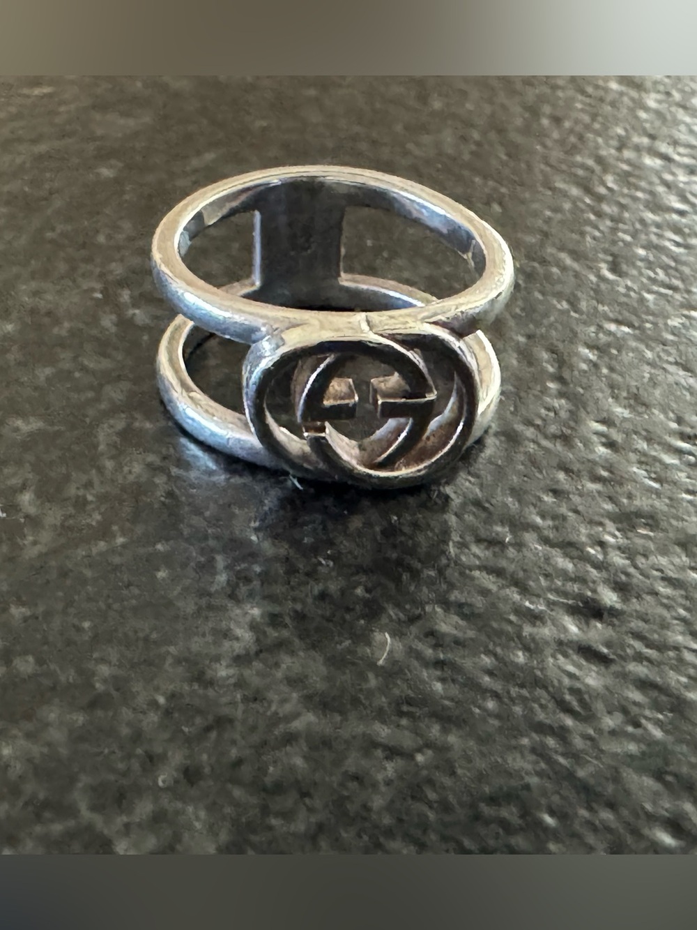 GUCCI Interlocking G Open Band Ring AG925 Sterling Silver Gucci Size 13/US 6-6.5 - Picture 4 of 7